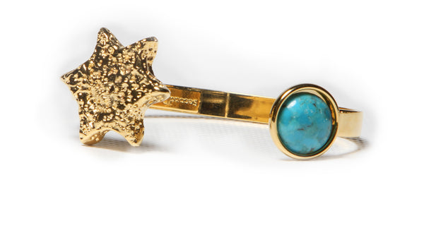 star cuff gold plated with turquoise stone modern design luxury jewelry
