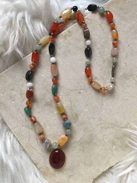 Carnelian and Gemstone Necklace